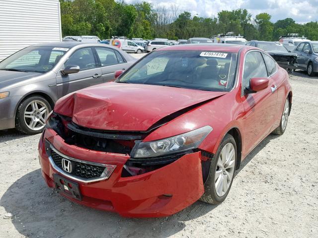 1HGCS2B82AA010421 - 2010 HONDA ACCORD EXL RED photo 2