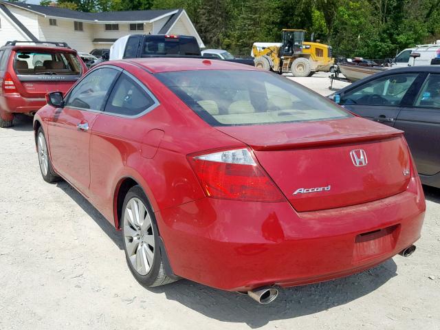 1HGCS2B82AA010421 - 2010 HONDA ACCORD EXL RED photo 3