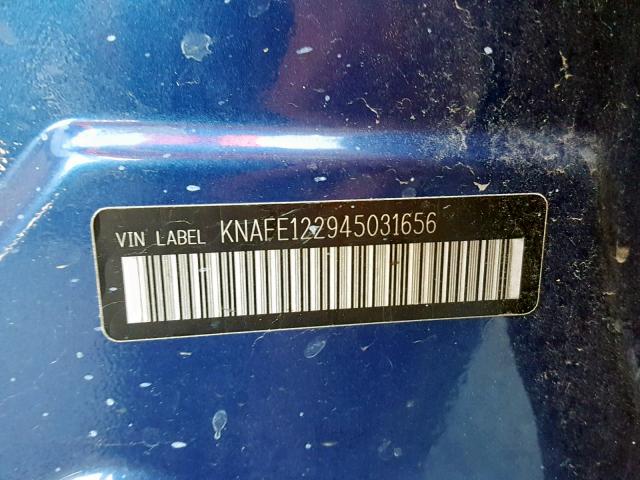 KNAFE122945031656 - 2004 KIA NEW SPECTR BLUE photo 10