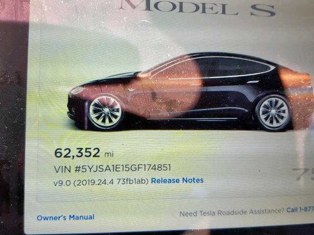 5YJSA1E15GF174851 - 2016 TESLA MODEL S BLACK photo 8