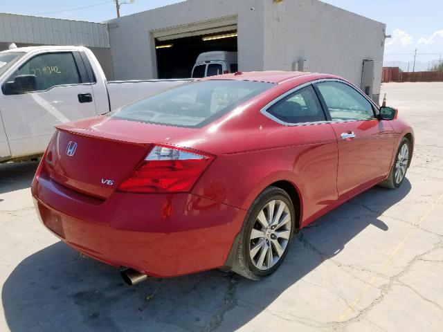 1HGCS21838A014540 - 2008 HONDA ACCORD EXL RED photo 4