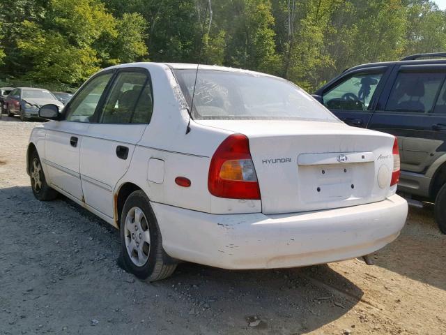 KMHCG45C32U370661 - 2002 HYUNDAI ACCENT GL WHITE photo 3