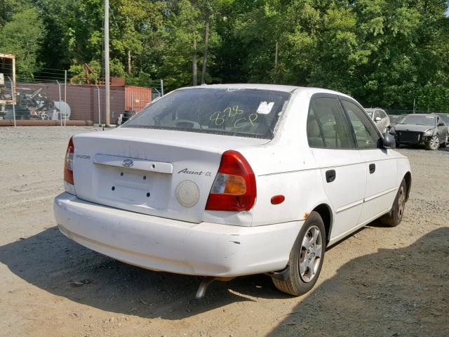 KMHCG45C32U370661 - 2002 HYUNDAI ACCENT GL WHITE photo 4