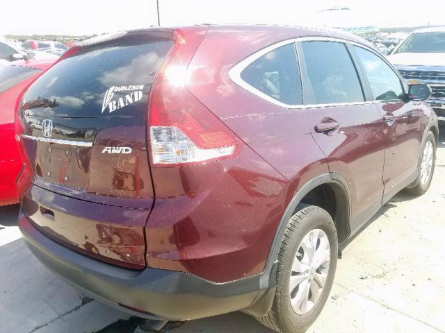 5J6RM4H70DL072111 - 2013 HONDA CR-V EXL MAROON photo 4