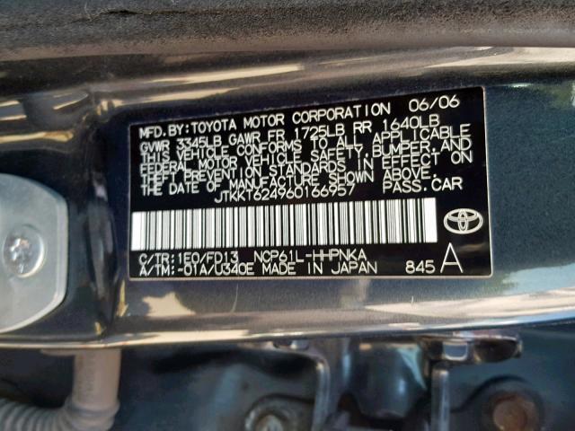 JTKKT624960166957 - 2006 TOYOTA SCION XA GRAY photo 10