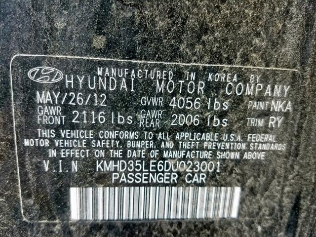 KMHD35LE6DU023001 - 2013 HYUNDAI ELANTRA GT BLACK photo 10