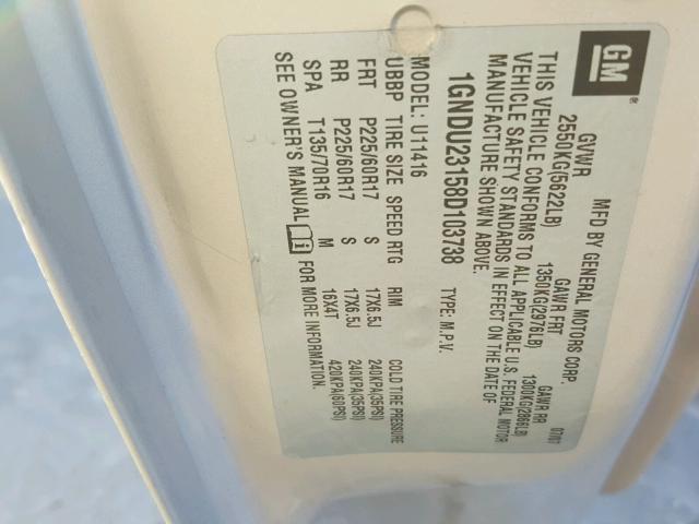 1GNDU23158D103738 - 2008 CHEVROLET UPLANDER L 棕色 照片 10