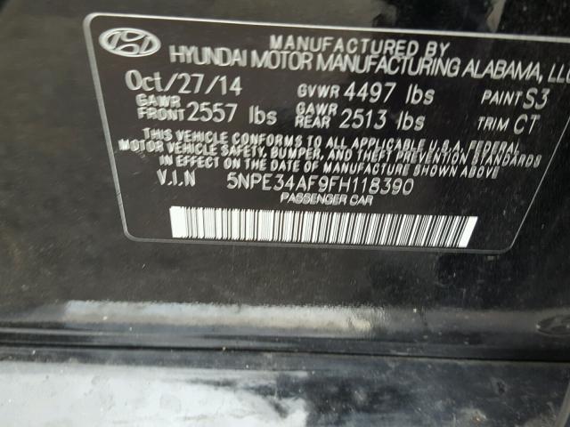 5NPE34AF9FH118390 - 2015 HYUNDAI SONATA SPO BLACK photo 10