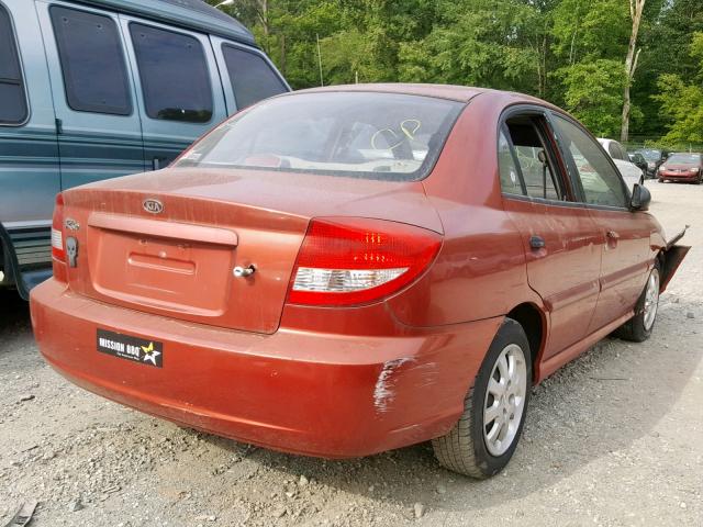 KNADC125036233253 - 2003 KIA RIO RED photo 4