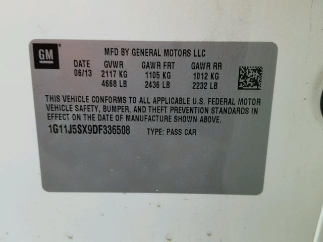 1G11J5SX9DF336508 - 2013 CHEVROLET MALIBU LTZ 白色 照片 10