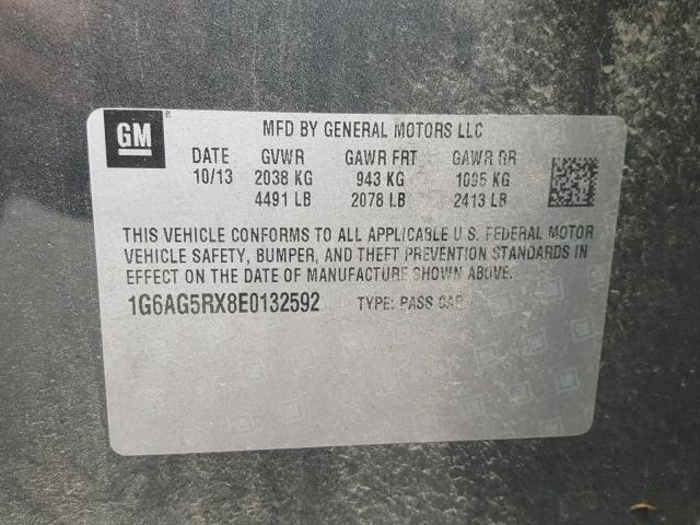 1G6AG5RX8E0132592 - 2014 CADILLAC ATS GRAY photo 10