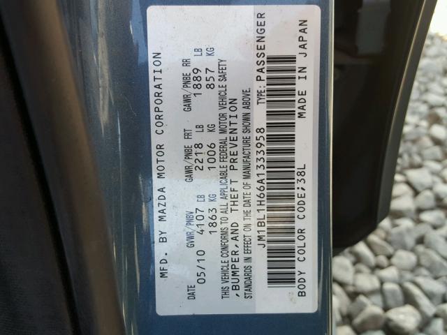 JM1BL1H66A1333958 - 2010 MAZDA 3 S GRAY photo 10