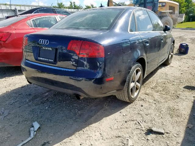 WAUAH78E37A074083 - 2007 AUDI A4 3.2 BLUE photo 4