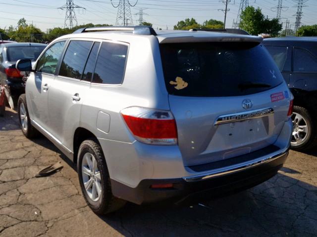 5TDBK3EH1CS146170 - 2012 TOYOTA HIGHLANDER SILVER photo 3