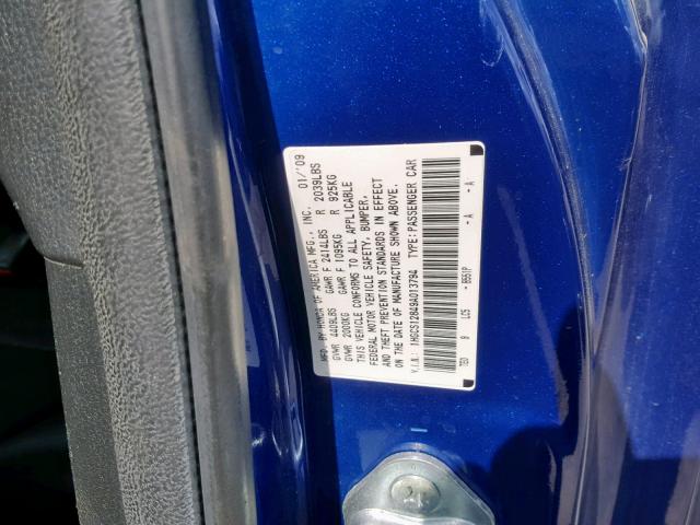 1HGCS12849A013794 - 2009 HONDA ACCORD EXL BLUE photo 10