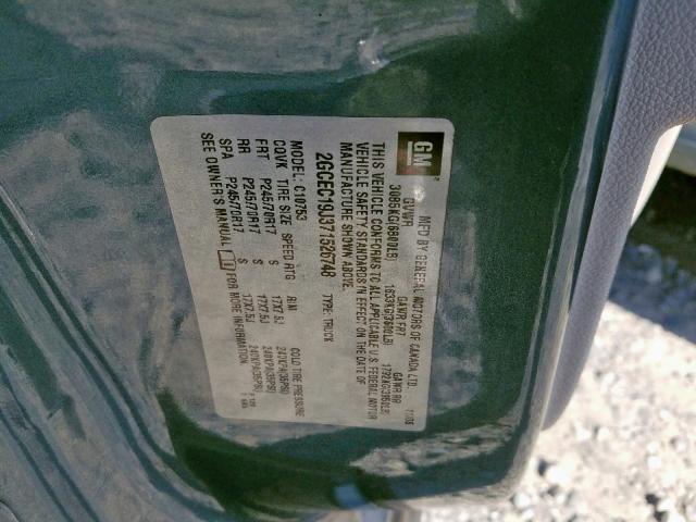 2GCEC19J371526748 - 2007 CHEVROLET SILVERADO BLUE photo 10