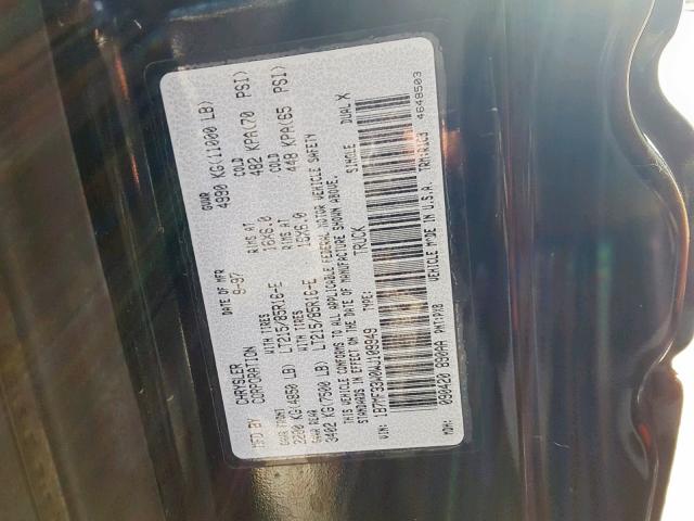 1B7MF33W0WJ109949 - 1998 DODGE RAM 3500 BLACK photo 10