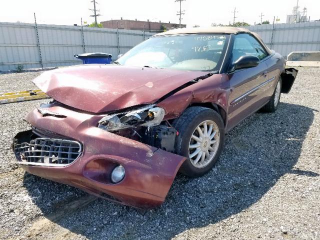 1C3EL55U71N556420 - 2001 CHRYSLER SEBRING LX BURGUNDY photo 2