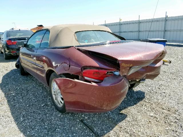 1C3EL55U71N556420 - 2001 CHRYSLER SEBRING LX BURGUNDY photo 3