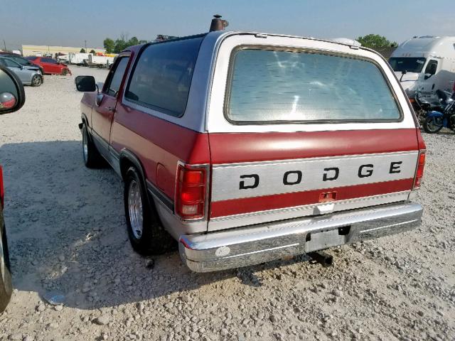 3B4GE17Y3PM128853 - 1993 DODGE RAMCHARGER RED photo 3