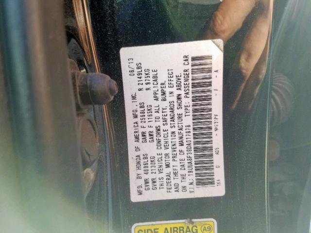 19UUA8F39DA017878 - 2013 ACURA TL SE BLACK photo 10