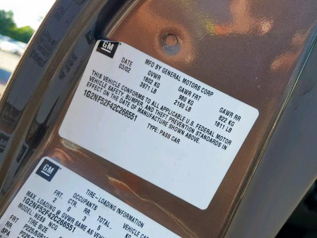 1G2NF52F42C266551 - 2002 PONTIAC GRAND AM S GRAY photo 10