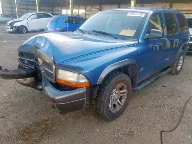 1B4HR38NX2F182166 - 2002 DODGE DURANGO SP BLUE photo 2