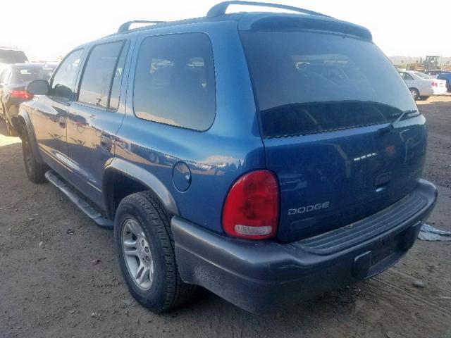 1B4HR38NX2F182166 - 2002 DODGE DURANGO SP BLUE photo 3