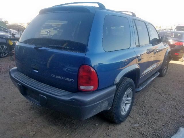 1B4HR38NX2F182166 - 2002 DODGE DURANGO SP BLUE photo 4