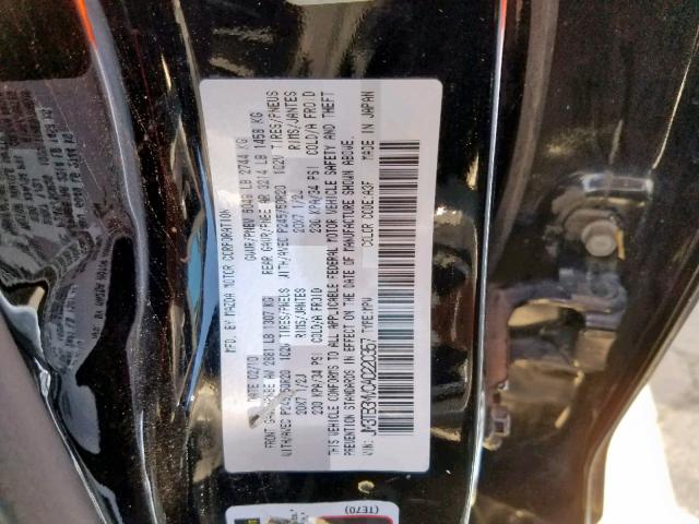 JM3TB3MV0A0220357 - 2010 MAZDA CX-9 BLACK photo 10