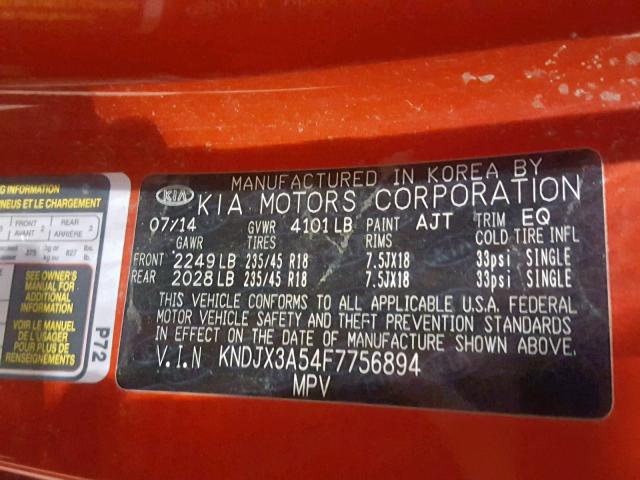 KNDJX3A54F7756894 - 2015 KIA SOUL ! RED photo 10