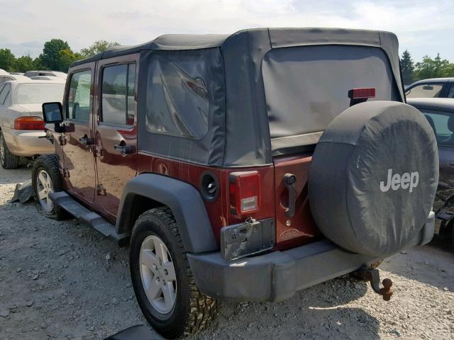 1J4GA39187L162017 - 2007 JEEP WRANGLER X MAROON photo 3