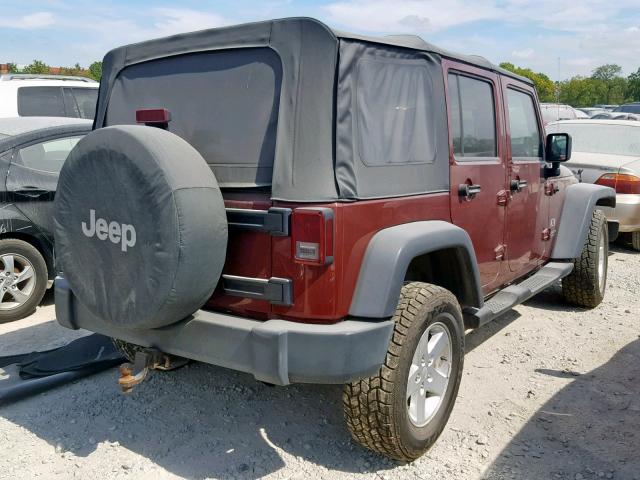 1J4GA39187L162017 - 2007 JEEP WRANGLER X MAROON photo 4