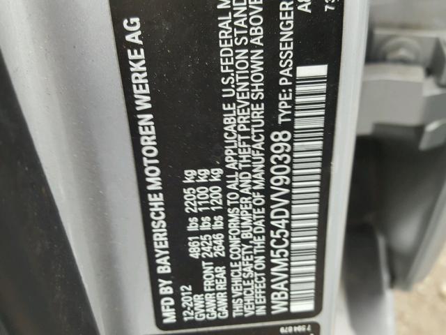 WBAVM5C54DVV90398 - 2013 BMW X1 XDRIVE3 GRAY photo 10