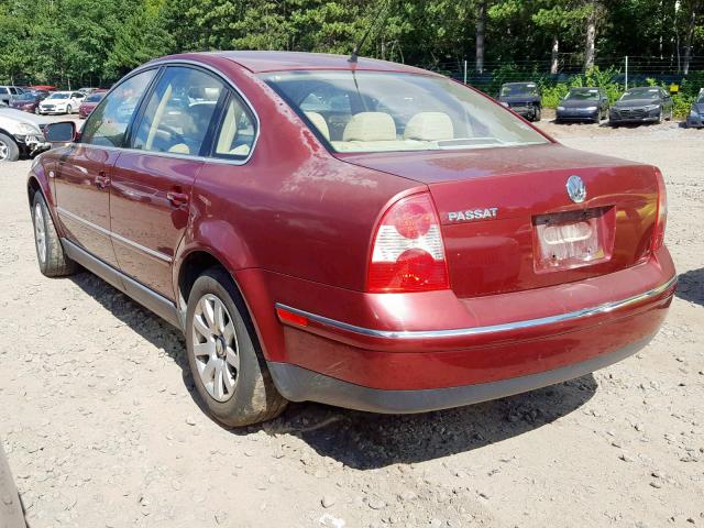 WVWPD63BX3P280623 - 2003 VOLKSWAGEN PASSAT GLS RED photo 3