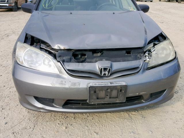 1HGES16345L016197 - 2005 HONDA CIVIC DX V GRAY photo 9