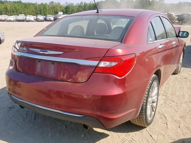 1C3CCBCGXDN676364 - 2013 CHRYSLER 200 LIMITE RED photo 4