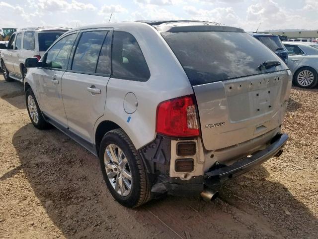 2FMDK3J94DBA40821 - 2013 FORD EDGE SEL SILVER photo 3