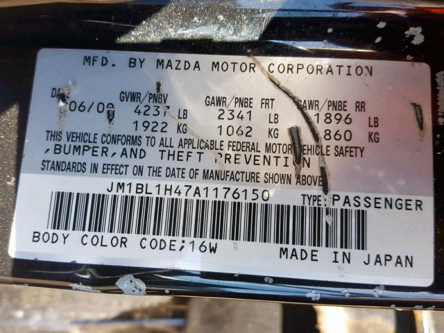 JM1BL1H47A1176150 - 2010 MAZDA SPEED 3 BLACK photo 10