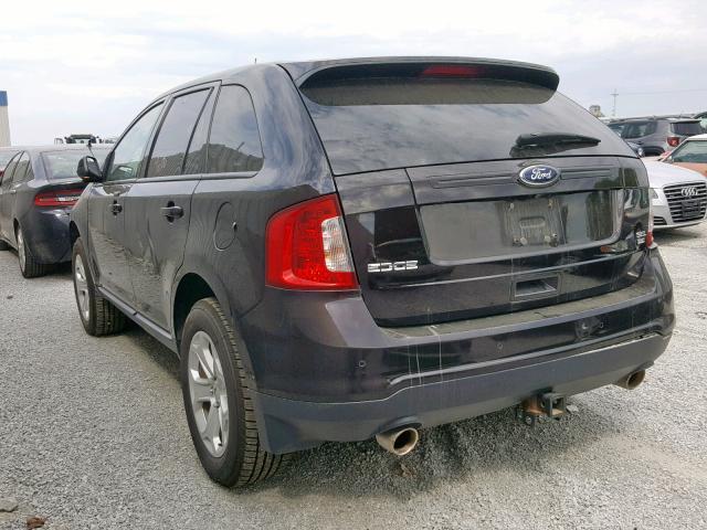 2FMDK4JC9EBB04614 - 2014 FORD EDGE SEL BROWN photo 3