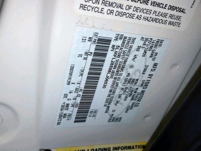 5LMFL28598LJ06530 - 2008 LINCOLN NAVIGATOR WHITE photo 10