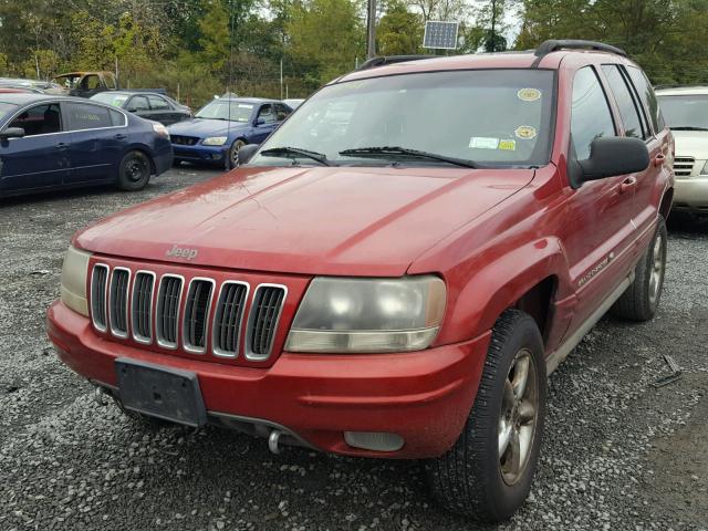 1J8GW68J62C100675 - 2002 JEEP GRAND CHER RED photo 2