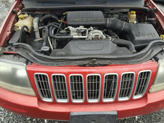 1J8GW68J62C100675 - 2002 JEEP GRAND CHER RED photo 7