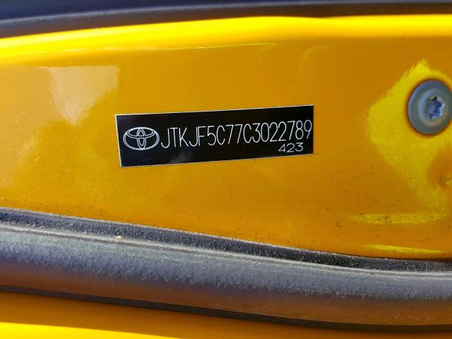 JTKJF5C77C3022789 - 2012 TOYOTA SCION TC ნარინჯისფერი ფოტო 10