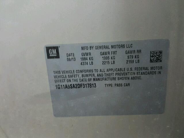 1G11A5SA2DF317813 - 2013 CHEVROLET MALIBU LS 棕色 照片 10