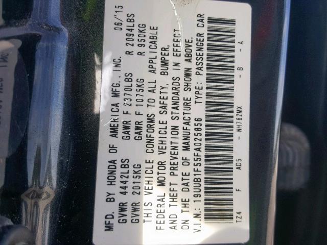 19UUB1F55FA025856 - 2015 ACURA TLX TECH BLACK photo 10