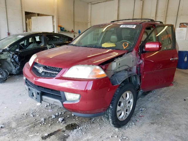 2HNYD18603H549617 - 2003 ACURA MDX TOURIN BURGUNDY photo 2