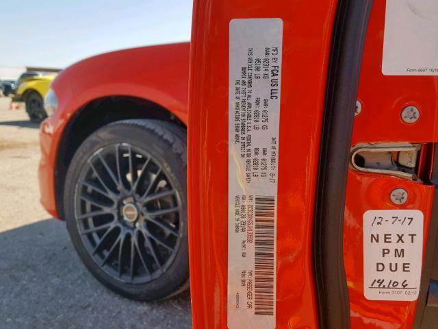 2C3CDXHG5JH133592 - 2018 DODGE CHARGER SX ORANGE photo 10