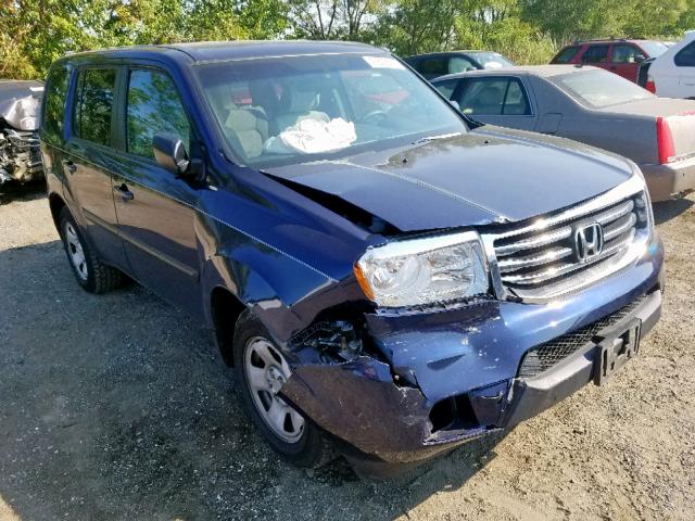 5FNYF3H24EB011374 - 2014 HONDA PILOT LX BLUE photo 1