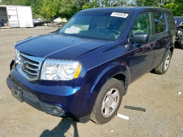 5FNYF3H24EB011374 - 2014 HONDA PILOT LX BLUE photo 2